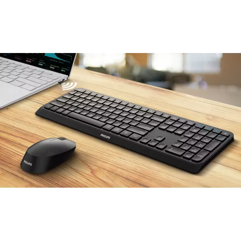 Philips 4000 series SPT6407B/31 keyboard Mouse included Universal RF Wireless + Bluetooth QWERTY English Black