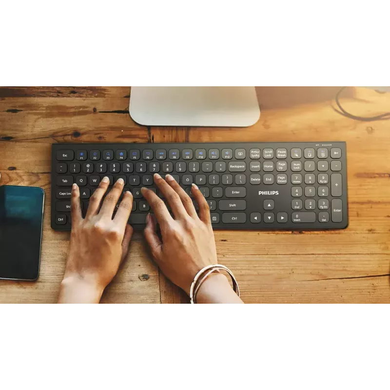 Philips 4000 series SPT6407B/31 keyboard Mouse included Universal RF Wireless + Bluetooth QWERTY English Black