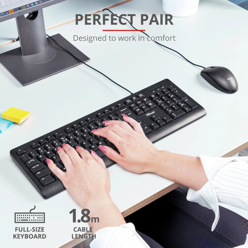 Trust Primo keyboard Mouse included Universal USB AZERTY Belgian Black