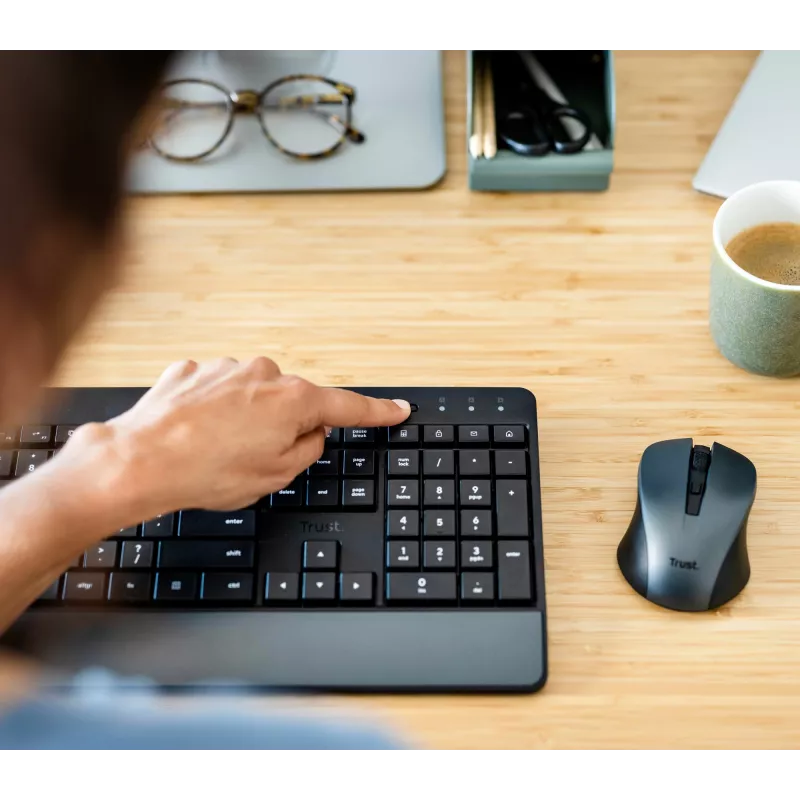 Trust Trezo keyboard Mouse included Office RF Wireless AZERTY Belgian Black