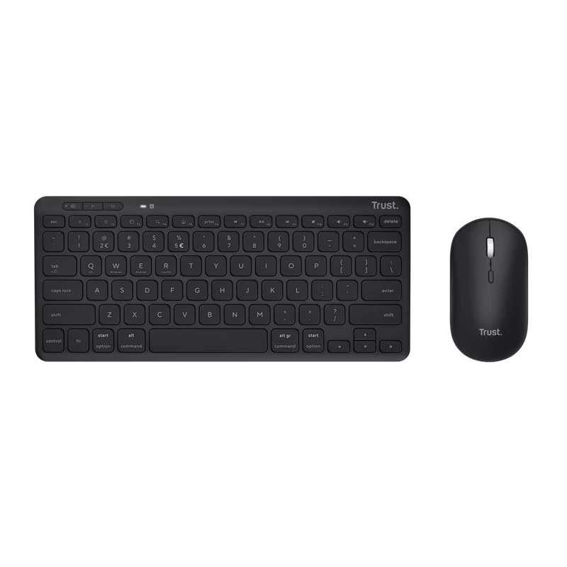 Trust Lyra keyboard Mouse included Office RF Wireless + Bluetooth AZERTY Belgian Black