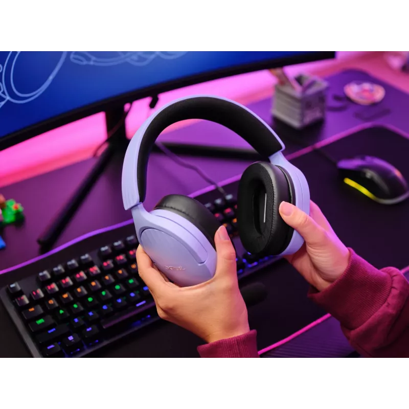 Trust GXT 489P FAYZO Headset Wired Head-band Gaming Black, Purple