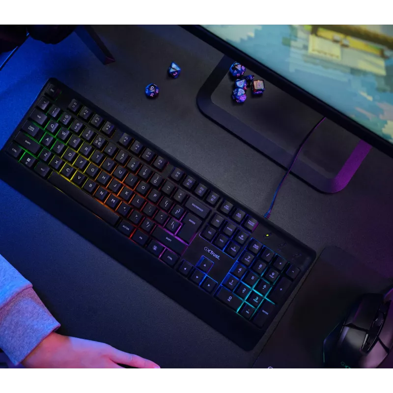 Trust GXT 792 Quadrox keyboard Mouse included Gaming USB QWERTY Belgian Black