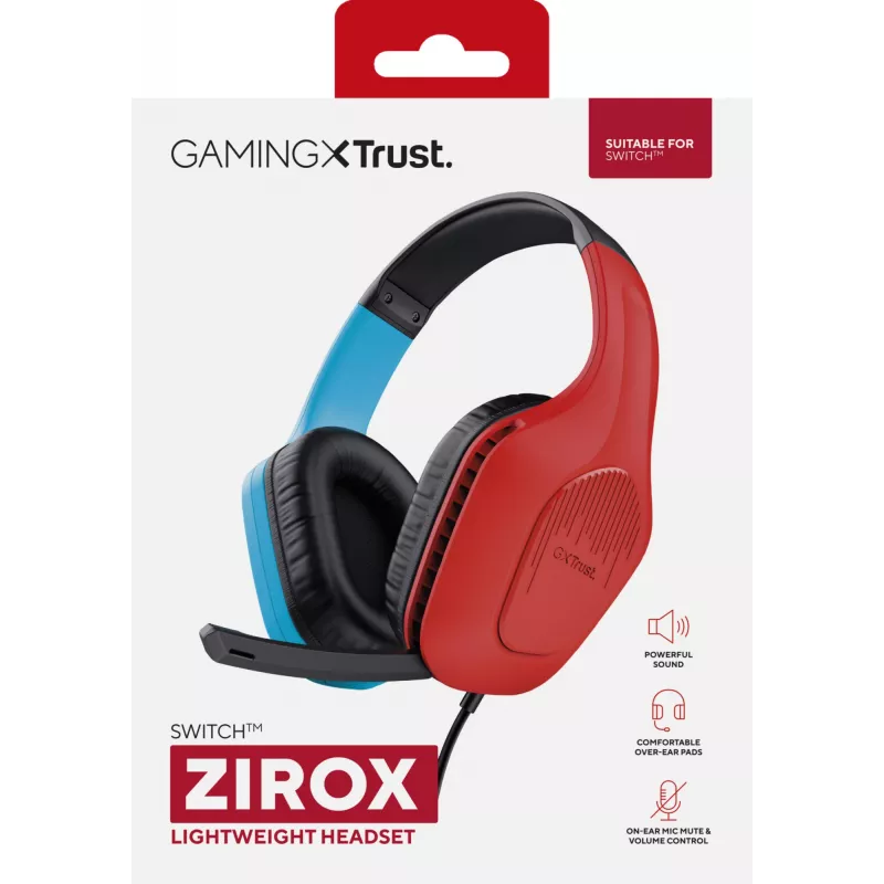 Trust GXT 416S Zirox Headset Wired Head-band Gaming Black, Cyan, Red