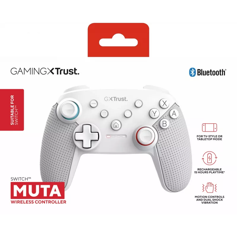 Trust GXT 1246W MUTA White Bluetooth Gamepad Nintendo Switch, Nintendo Switch Lite