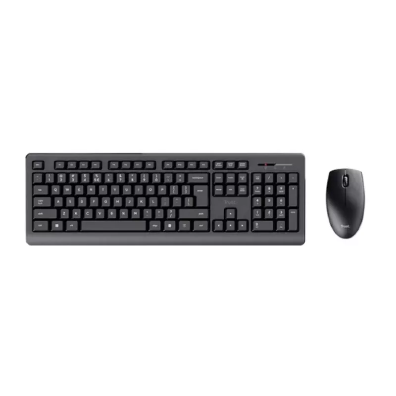 Wireless keyboard and mouse set TRUST Primo – full-size QWERTY membrane keyboard, RF wireless, black, includes mouse