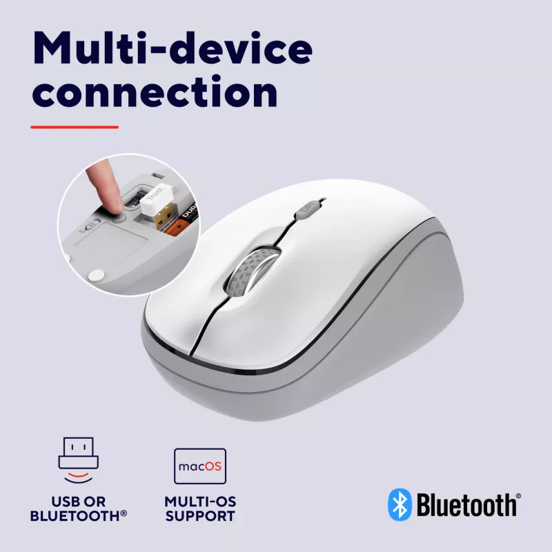 Trust Yvi+ mouse Universal Ambidextrous RF Wireless + Bluetooth Optical 1600 DPI