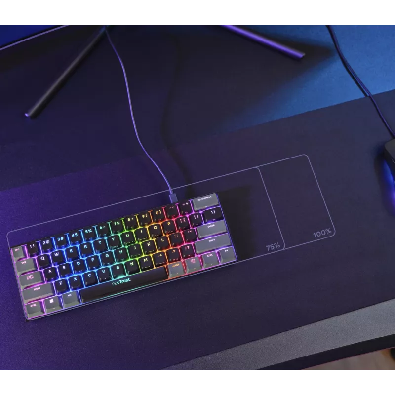 Trust GXT 867 Acira keyboard Gaming USB AZERTY Belgian Black, Grey