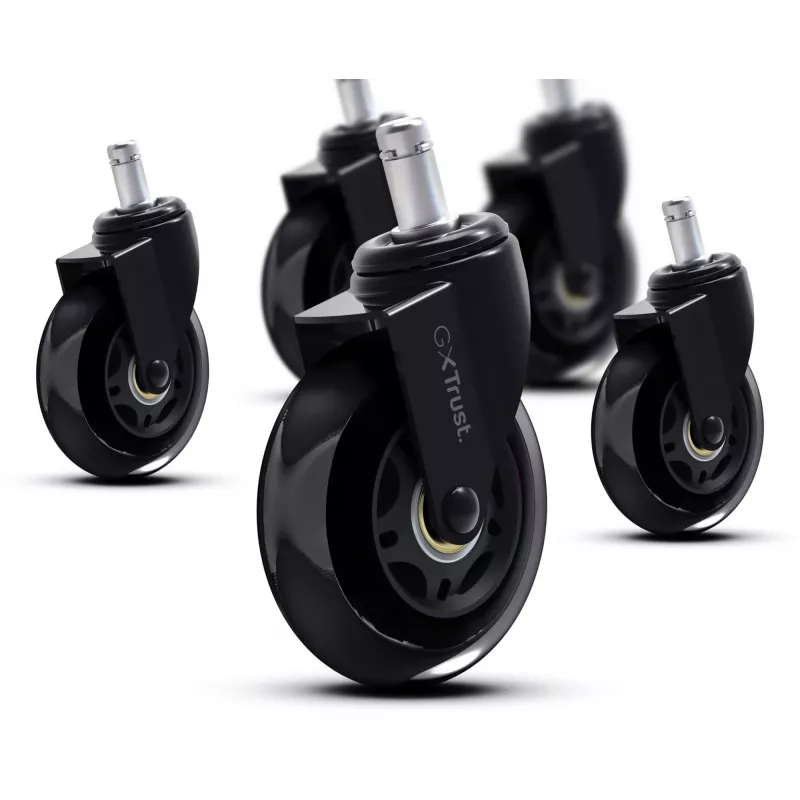 Caster wheels set for gaming chair TRUST 25804, 5 pcs, black, PP/PU, 225 g