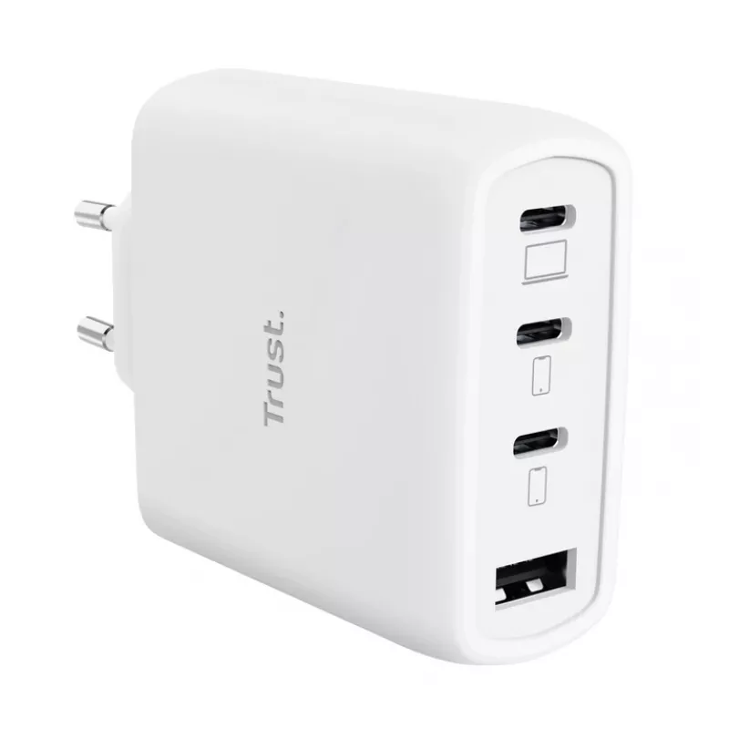 TRUST Maxo 65W indoor AC fast charger, 3x USB-C, 20V max, 2 m cable, white