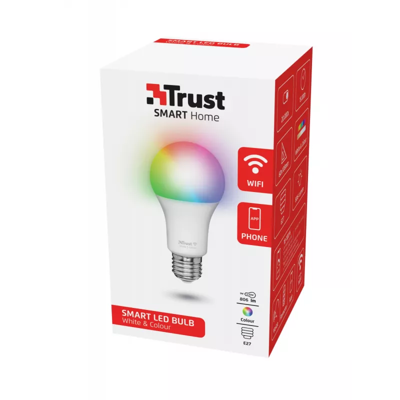 Smart bulb TRUST 71281 — Wi‑Fi, E27 fitting, white, 60×60×108 mm