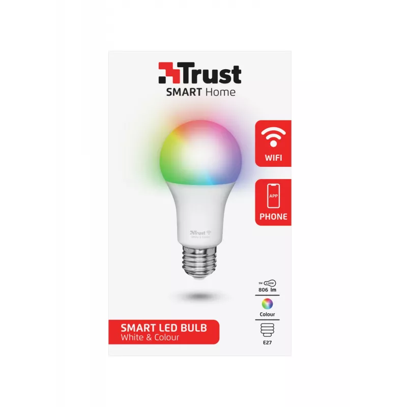 Smart bulb TRUST 71281 — Wi‑Fi, E27 fitting, white, 60×60×108 mm