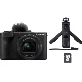 Compact camera Canon PowerShot V1 Premium Vlogger Kit — 22.3 MP, 1/4 inch CMOS, 4K UHD, 3.1x optical zoom, 3 inch touchscreen, Black