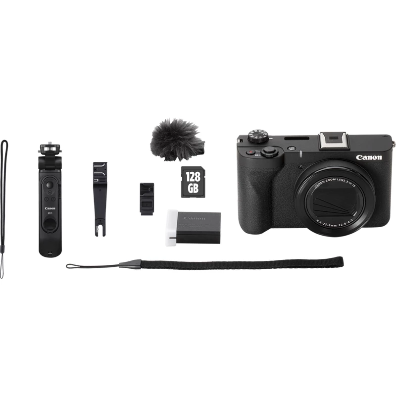 Compact camera Canon PowerShot V1 Premium Vlogger Kit — 22.3 MP, 1/4 inch CMOS, 4K UHD, 3.1x optical zoom, 3 inch touchscreen, Black