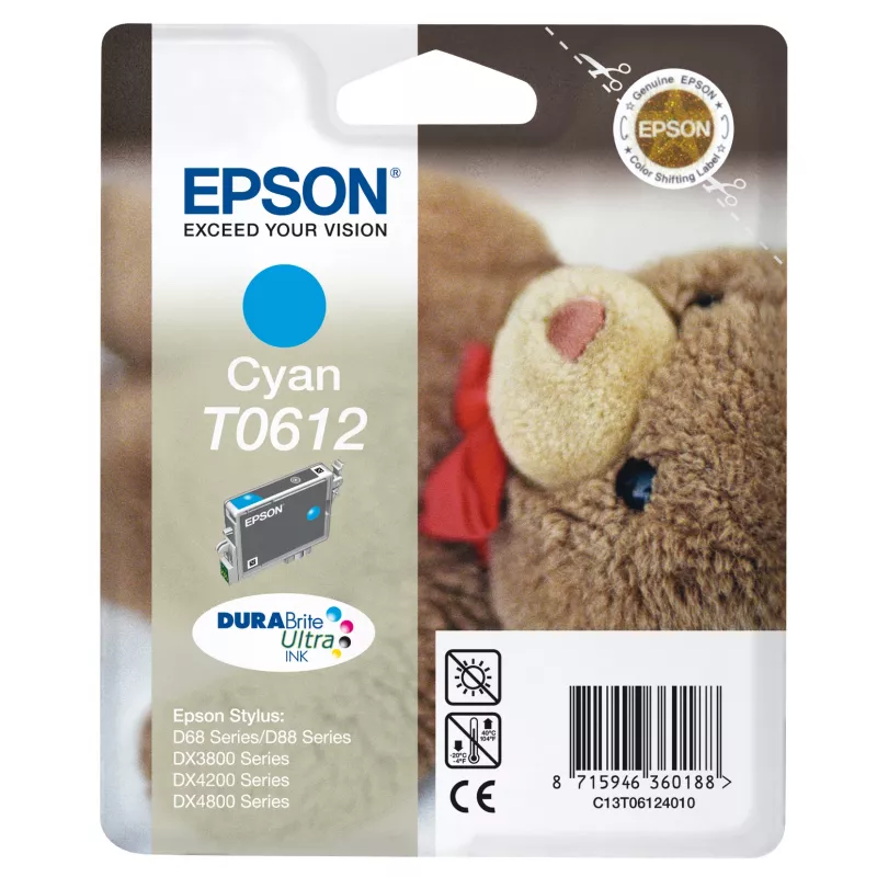 Epson Teddybear Singlepack Cyan T0612 DURABrite Ultra Ink, Cyan, 8 ml, 1 pc(s)