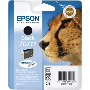 Epson Cheetah Singlepack Black T0711 DURABrite Ultra Ink, Black, Pigment-based ink, 1 pc(s)