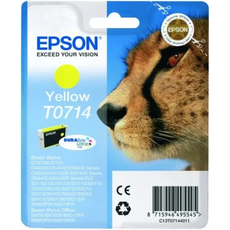 Epson Cheetah Singlepack Yellow T0714 DURABrite Ultra Ink