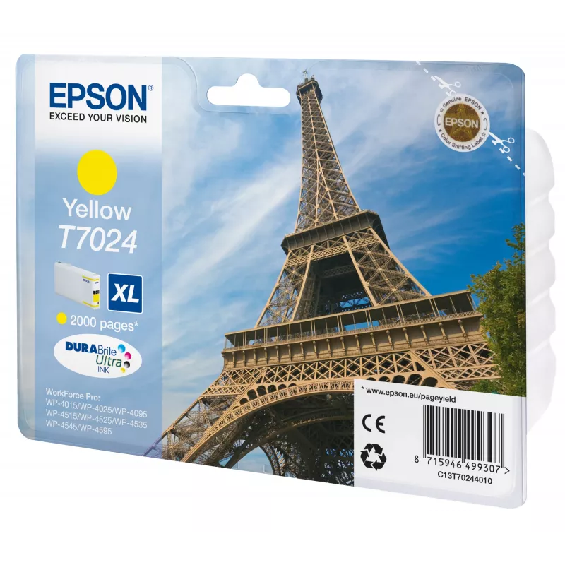 Epson Eiffel Tower Ink Cartridge XL Yellow 2k, High (XL) Yield, Yellow, Pigment-based ink, 21.3 ml, 1 pc(s)