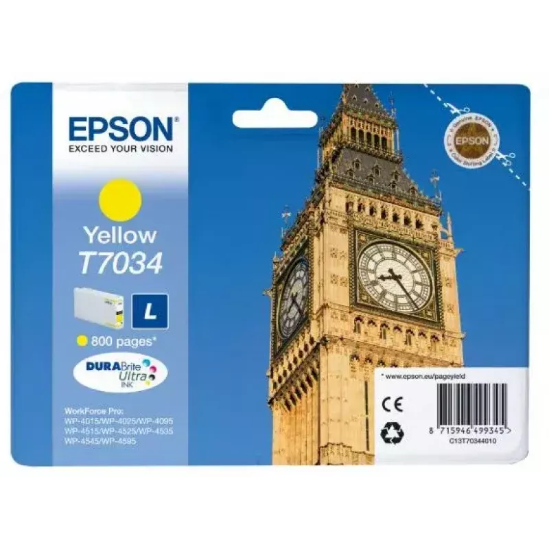 Ink Cartridge EPSON C13T70344010 Yellow 0.8k