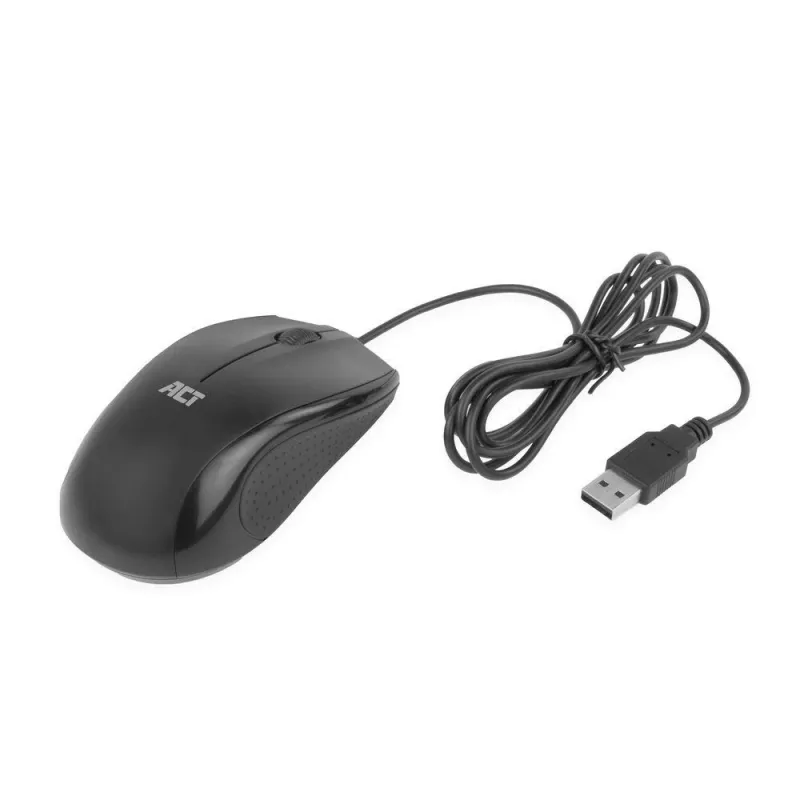 ACT Wired full-size optical mouse 1000 DPI, silent click, eco-friendly, made from recycled materials