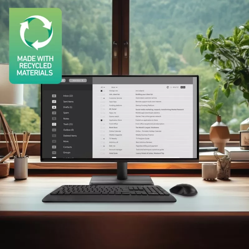ACT Wireless keyboard and mouse bundle (Azerty), silent click, eco-friendly, made from recycled materials