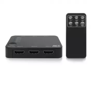 ACT 4K HDMI Switch 5 in, 1 out, HDMI, Black, 2160p, 18 Gbit/s, 4096 x 2160 pixels, 4K Ultra HD