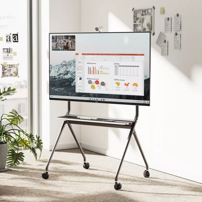 ACT Mobile TV/monitor floor stand, 50” to 86”, VESA, 127 cm (50 inch), 2.18 m (86 inch), 200 x 200 mm, 800 x 600 mm, Aluminium, Plastic, Steel, Grey