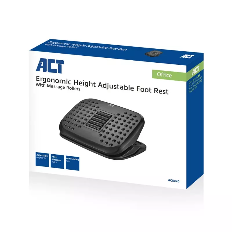 ACT Ergonomic Height Adjustable Footrest with Massage Rollers