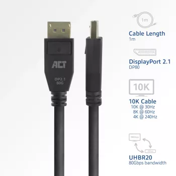 ACT AK4083 DisplayPort cable 3 m Black