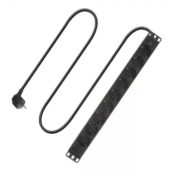 ACT Extension lead PDU 19 inch CEE7/7 with 9 type F sockets, 3m H05VV-F 3G1.5