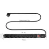 Power distribution unit ACT PDU 19 inch with CEE7/7 plug, 8 Type F sockets, on/off switch, 2.5 m H05VV-F 3G1.5