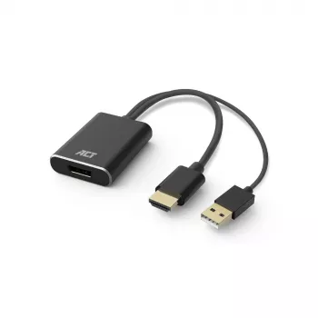 ACT AC7536 video cable adapter 0.24 m HDMI + USB DisplayPort Black