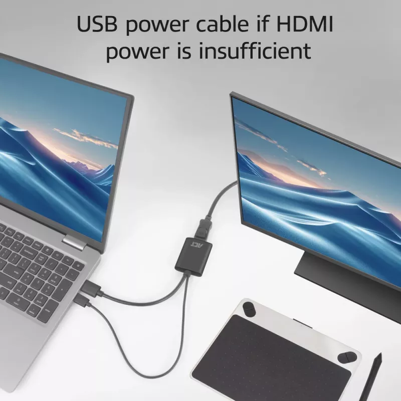 ACT AC7536 video cable adapter 0.24 m HDMI + USB DisplayPort Black