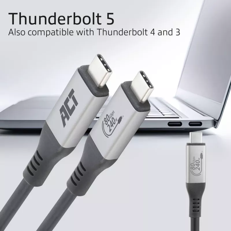 ACT USB4 80Gbps Thunderbolt 5 cable 240W USB Type-C, USB-IF certified, 1.5 meters
