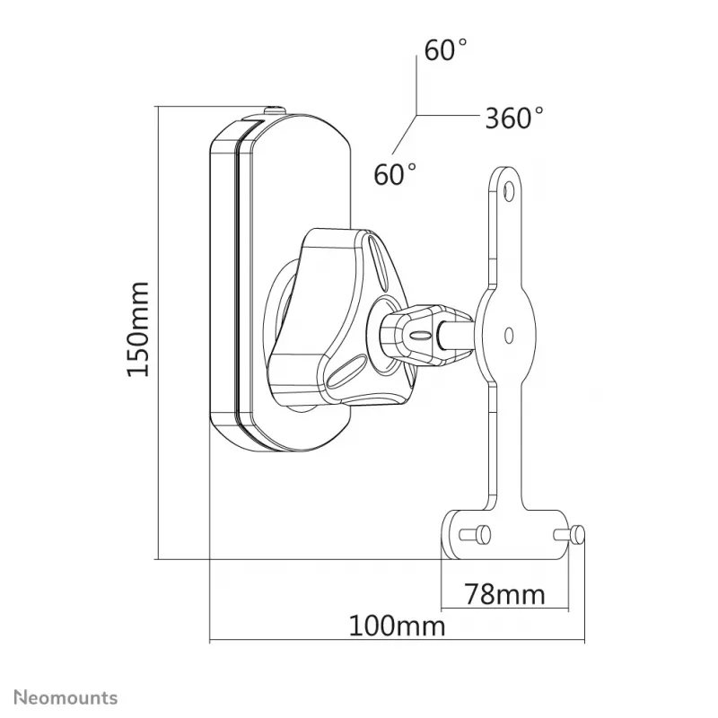 Wall and ceiling mount Neomounts for Sonos Play: compatible with Play:1 and Play:3, white, max load 10 kg, depth 100 mm