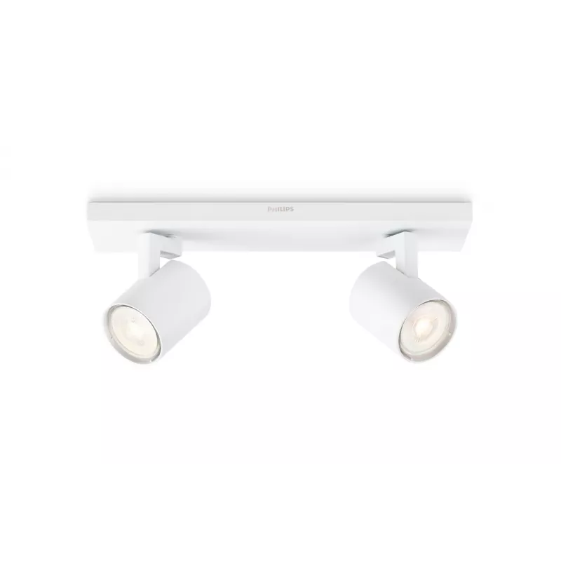 Surfaced lighting spot Philips myLiving 5309231P0, GU10 LED 7 W, 2700K, 255 lm, 2-bulb, dimmable, white