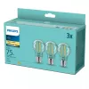 Philips LED Filament Lamp E27 3-Pack, 8.5 W (75 W Equivalent), 2700 K