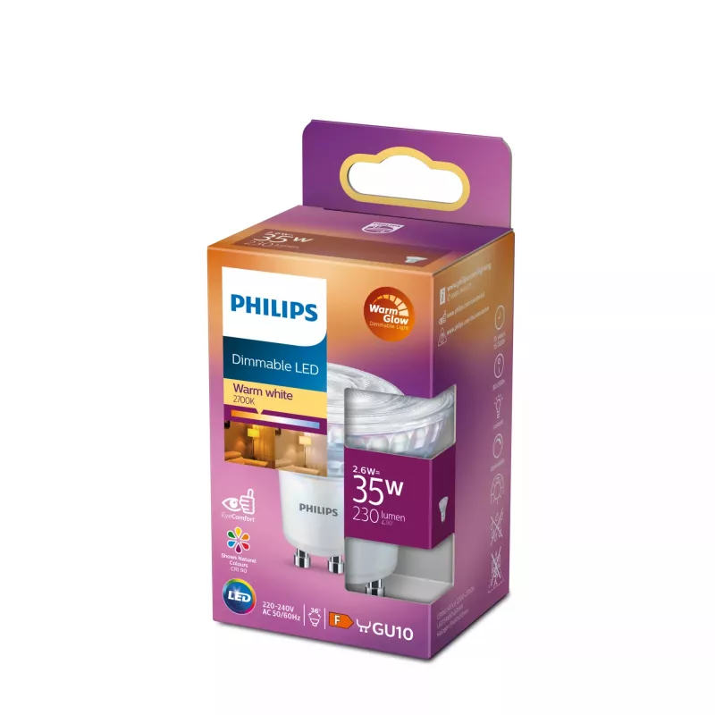 Philips Spot 35W PAR16 GU10, 2.6 W, 35 W, GU10, 230 lm, 15000 h, Warm glow