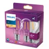 Philips Filament Bulb Clear 40W A60 E27 x2, 4.3 W, 40 W, E27, 470 lm, 15000 h, Warm white