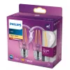 LED filament bulb Philips A60 7W (equiv. 60W) E27 clear 2700K pack of 2