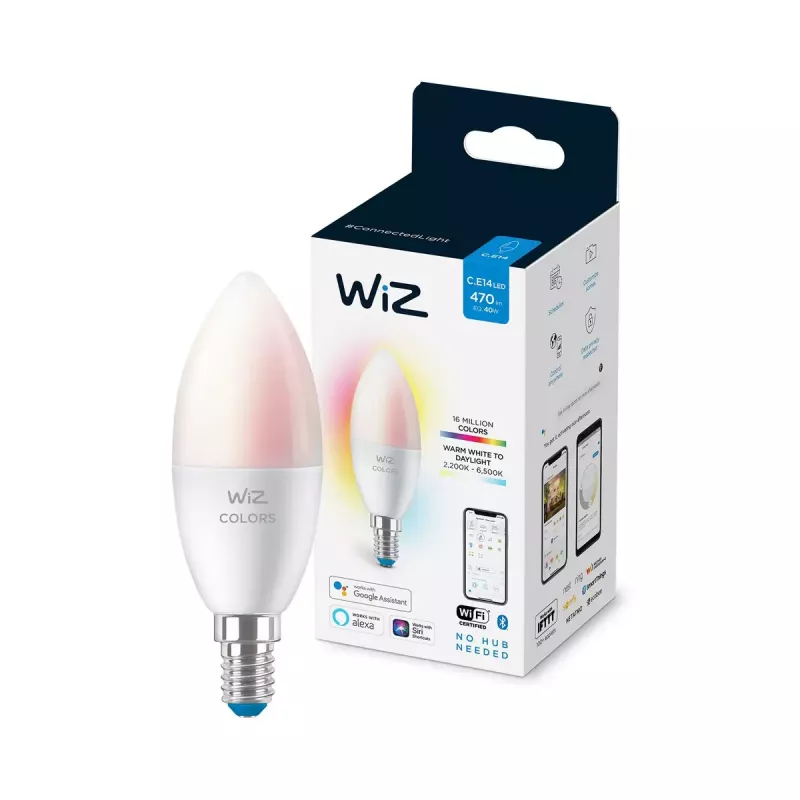 Smart bulb WiZ Candle 40 W C37 E14 Wi-Fi White Energy Class F