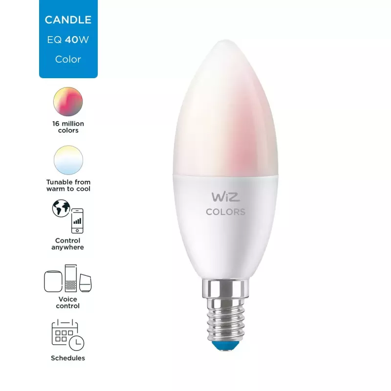 Smart bulb WiZ Candle 40 W C37 E14 Wi-Fi White Energy Class F