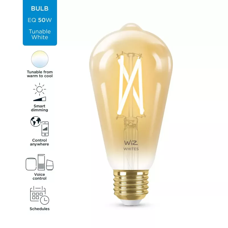 Smart bulb WiZ Filament Bulb amber 6.7W ST64 E27 Wi-Fi Gold