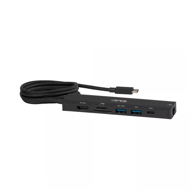 USB-C to HDMI Hub CLUB3D 7-1 — wired, Gigabit Ethernet, black, 136×34×94.5 mm