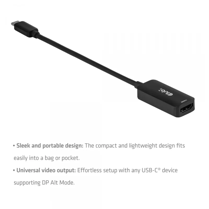 USB-C to HDMI 2.1 adapter Club 3D CAC-2505 — 8K@60Hz, USB Type-C to HDMI + USB, 0.12 m
