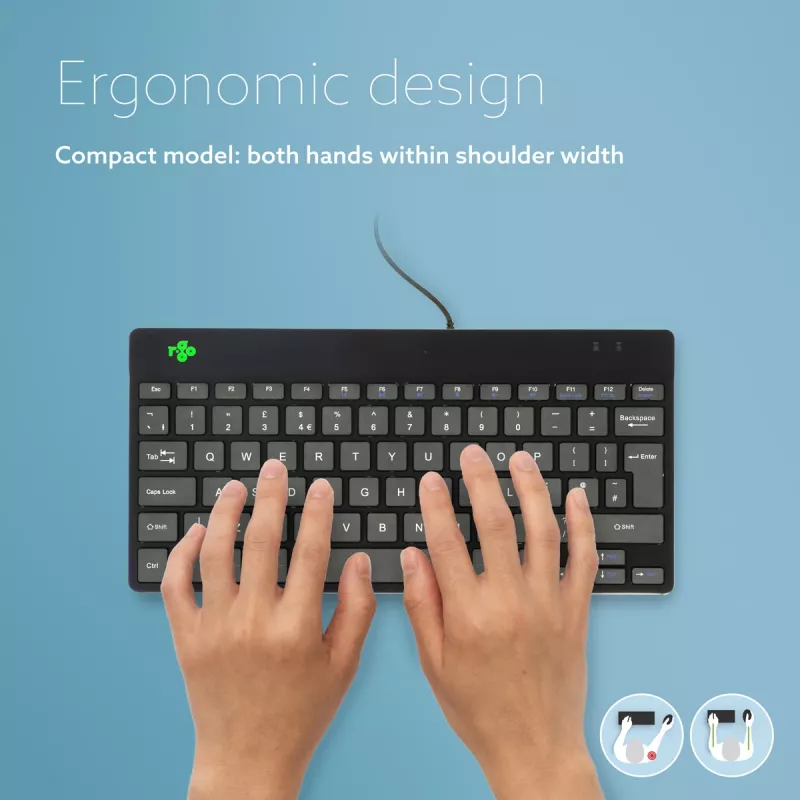 R-Go Tools Ergonomic keyboard R-Go Compact Break, compact keyboard with break software, QWERTY (UK), wired, black