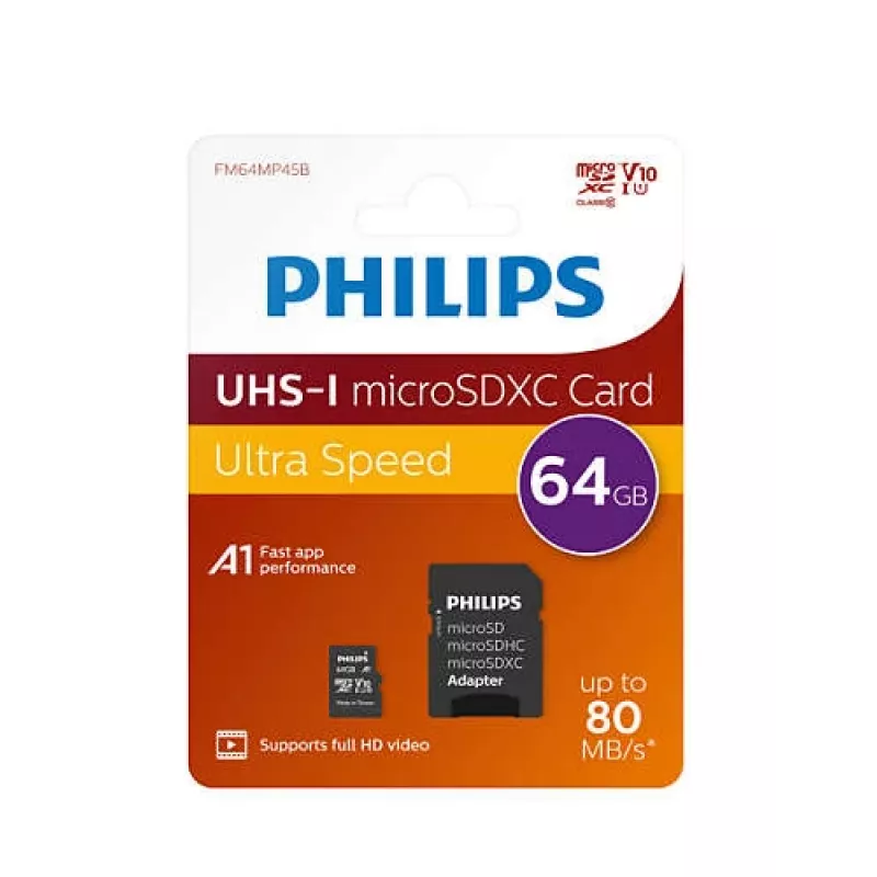 Philips FM64MP45B/00 memory card 64 GB MicroSDXC UHS-I Class 10