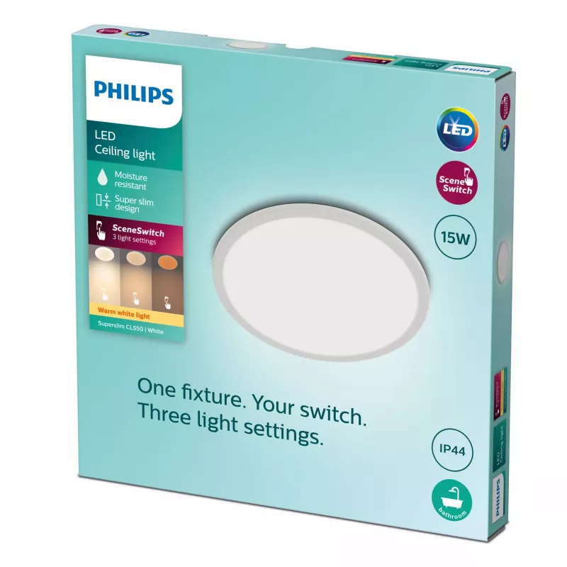 Ceiling Light Philips Functional Super Slim 15 W White Round Bathroom