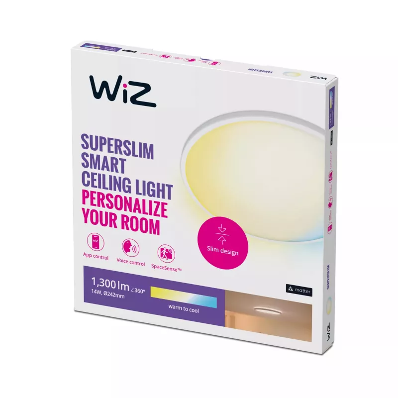Smart ceiling light WiZ Superslim Ceiling 14 W Wi-Fi/Bluetooth White