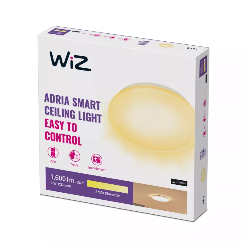 Smart ceiling light Wiz Adria Ceiling 17 W — Wi‑Fi/Bluetooth, 320×68 mm, white